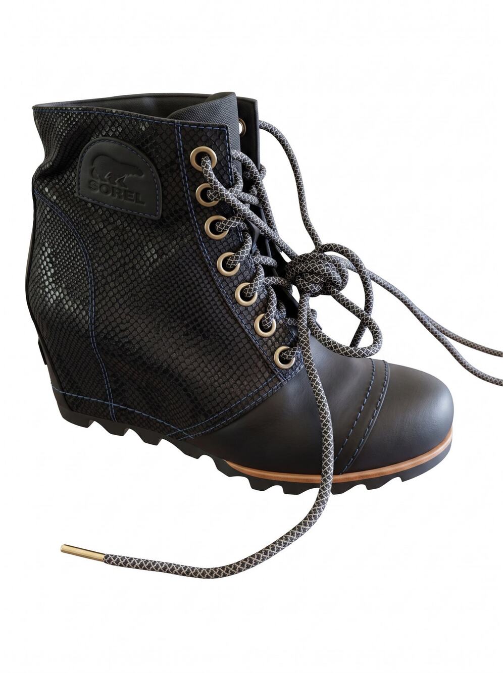 Sorel Joan of Arctic Wedge II Lace-Up Boots | Women’s US 8.5 | Black Leather